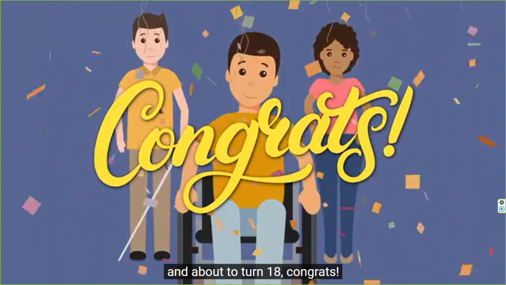 Three people with the word congrats in the foreground